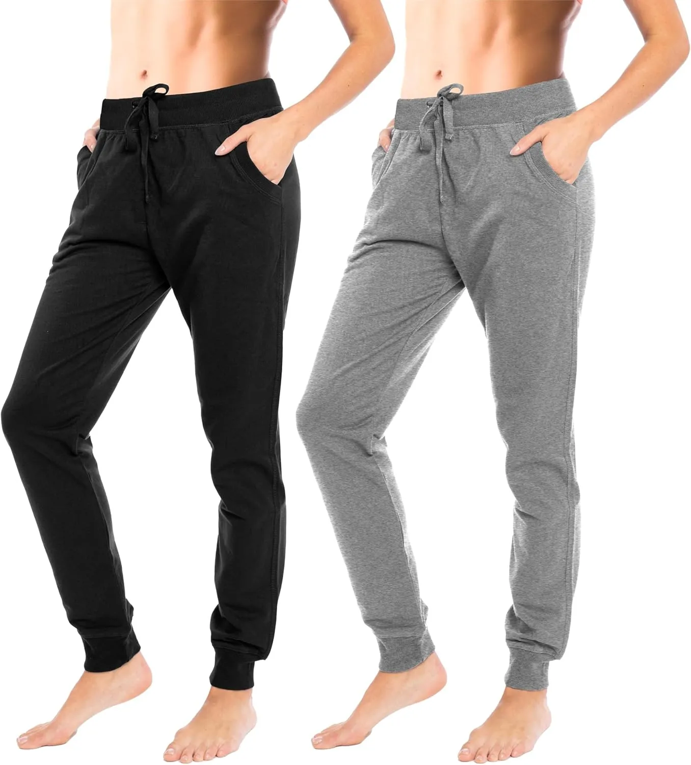 Sexy Basics Women's Drawstring Joggers | Knit Cotton Sweat Pants | Multi Packs & Colors