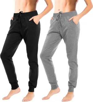 Sexy Basics Women's Drawstring Joggers | Knit Cotton Sweat Pants | Multi Packs & Colors