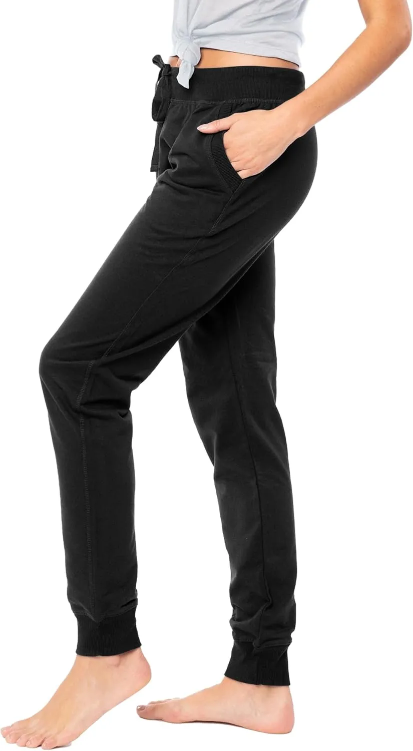 Sexy Basics Women's Drawstring Joggers | Knit Cotton Sweat Pants | Multi Packs & Colors