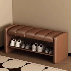 Shoe Organizer for Entryway Shoe Storage Bench 2 Tier Sturdy Shoe Bench Shoe Bench with Cushion Wear Resistants Shoe Rack Benchs for Living Room Room Hallway Home Furnishing(Brown,120 cm)