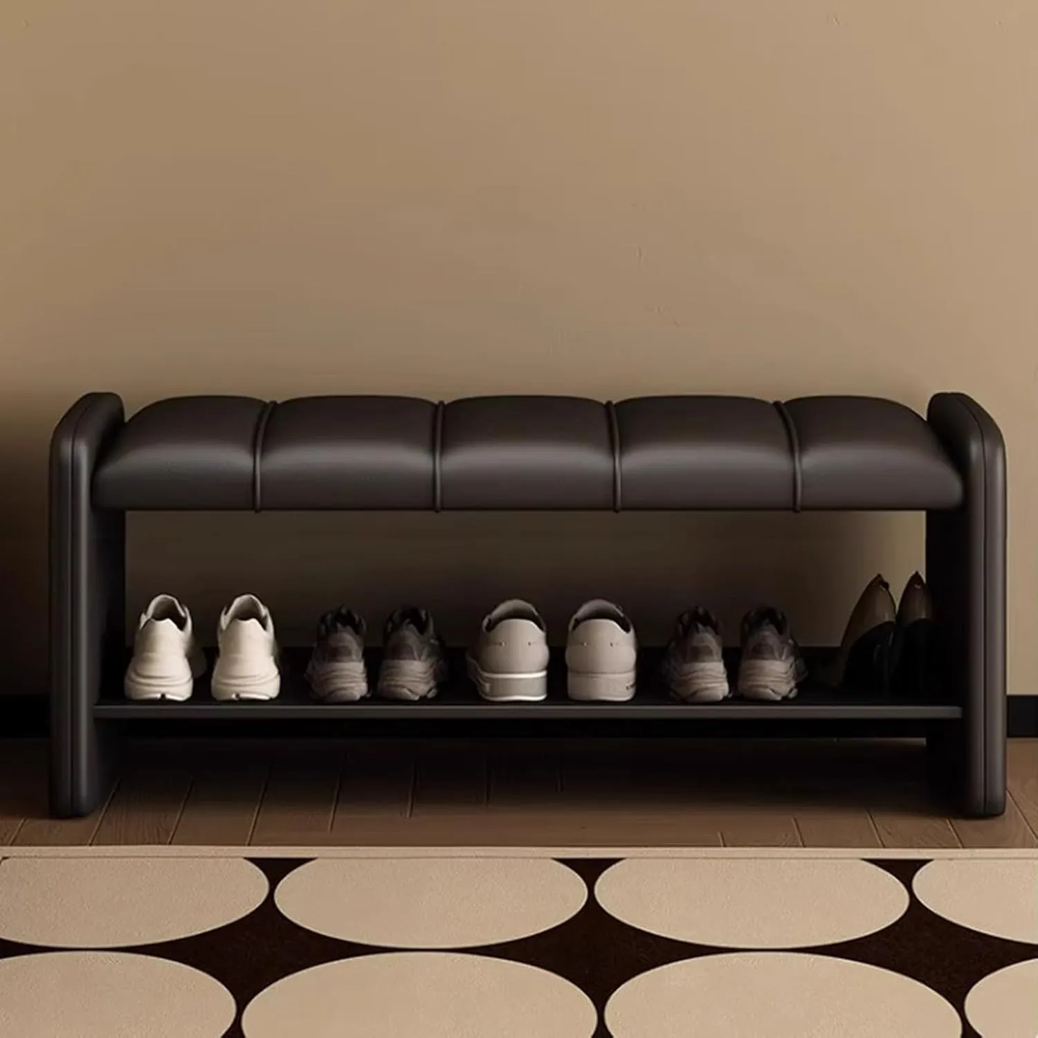Shoe Organizer for Entryway Shoe Storage Bench 2 Tier Sturdy Shoe Bench Shoe Bench with Cushion Wear Resistants Shoe Rack Benchs for Living Room Room Hallway Home Furnishing(Brown,120 cm)