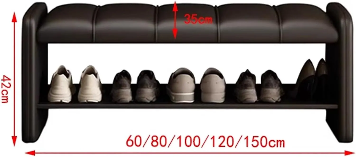 Shoe Organizer for Entryway Shoe Storage Bench 2 Tier Sturdy Shoe Bench Shoe Bench with Cushion Wear Resistants Shoe Rack Benchs for Living Room Room Hallway Home Furnishing(Brown,120 cm)