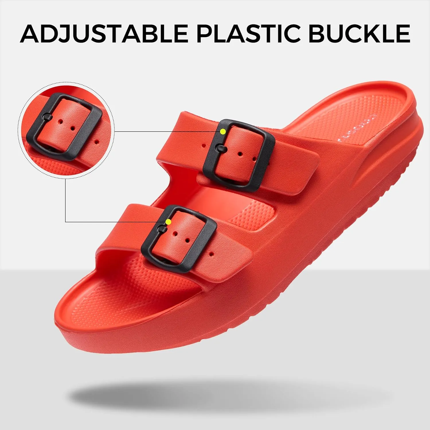 Slides for Women and Men Recovery Sandals with Arch Support Unisex Double Buckle Adjustable Cloud Slippers