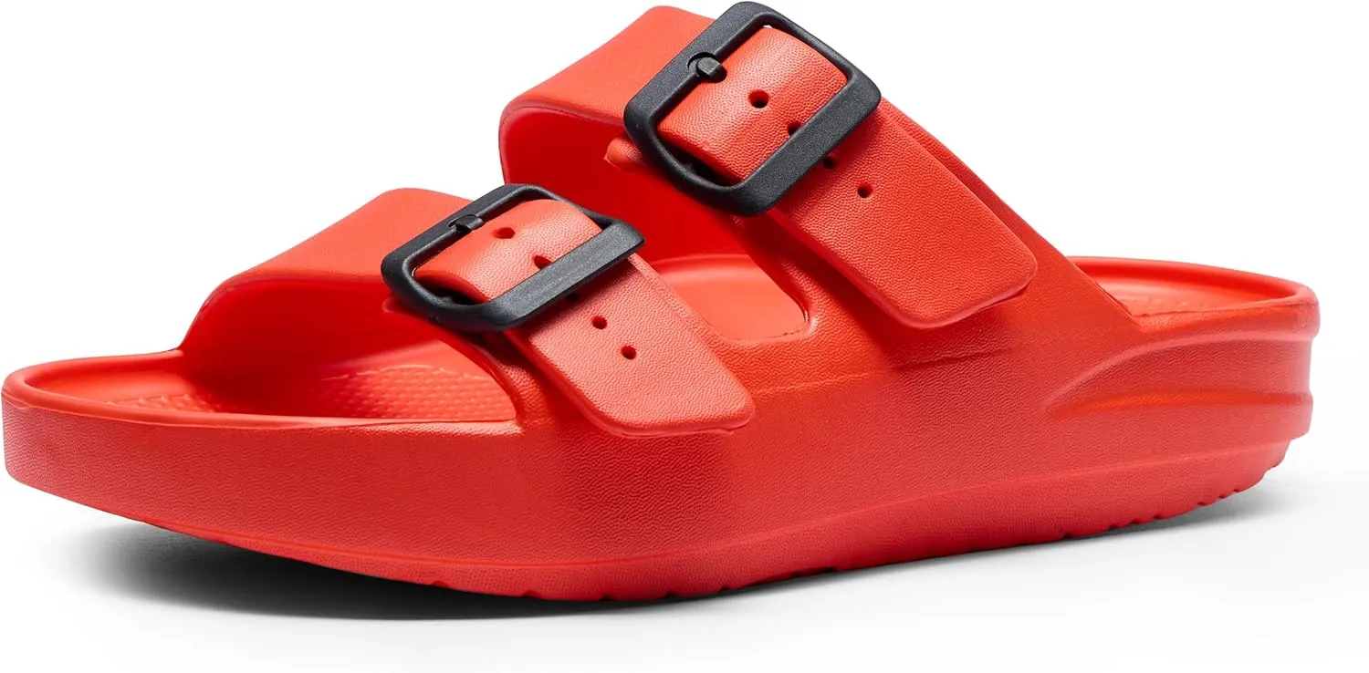 Slides for Women and Men Recovery Sandals with Arch Support Unisex Double Buckle Adjustable Cloud Slippers