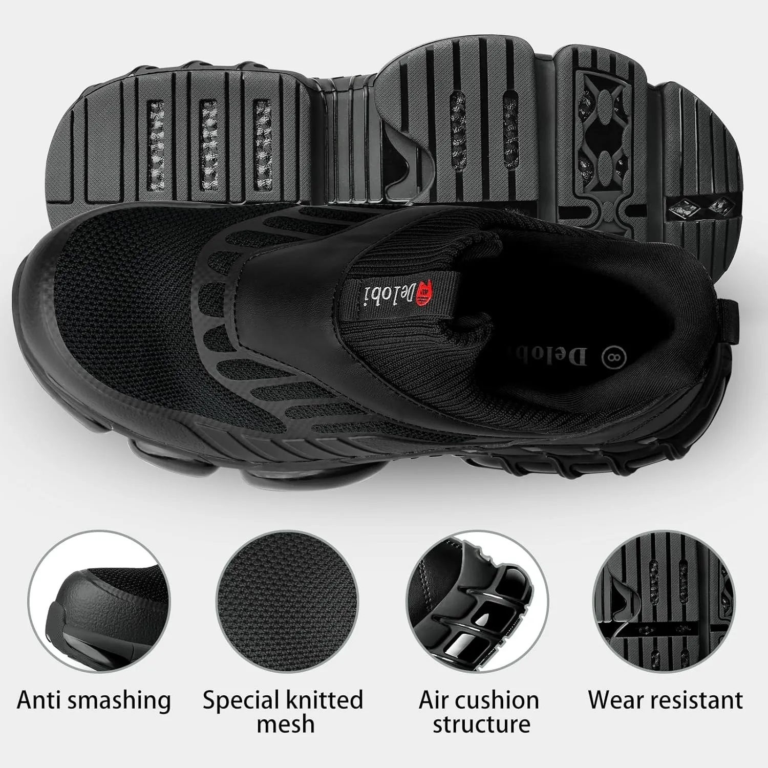 Slip On Steel Toe Shoes for Men Work Safety Sneakers Comfortable Indestructible Industrial Construction Footwear