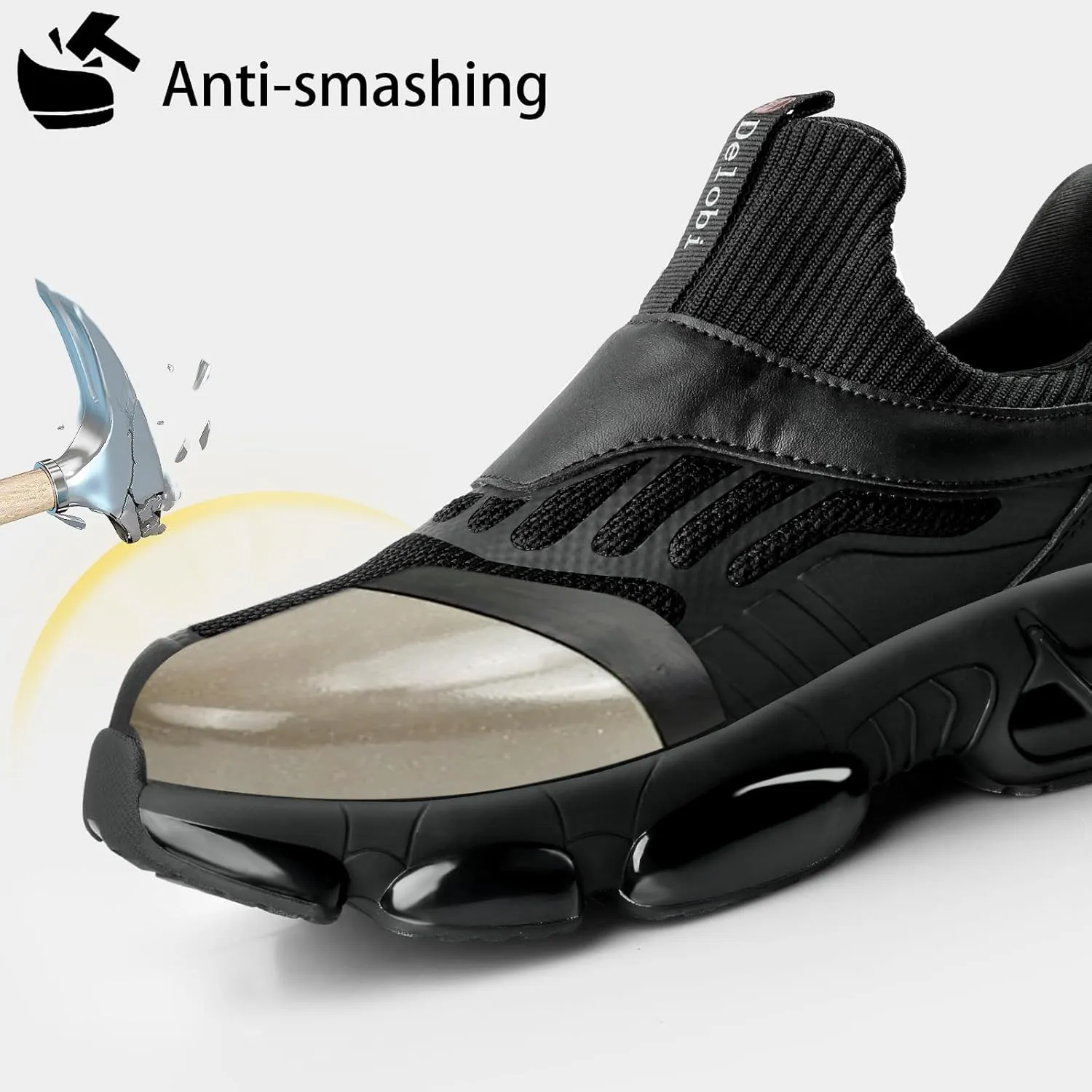 Slip On Steel Toe Shoes for Men Work Safety Sneakers Comfortable Indestructible Industrial Construction Footwear