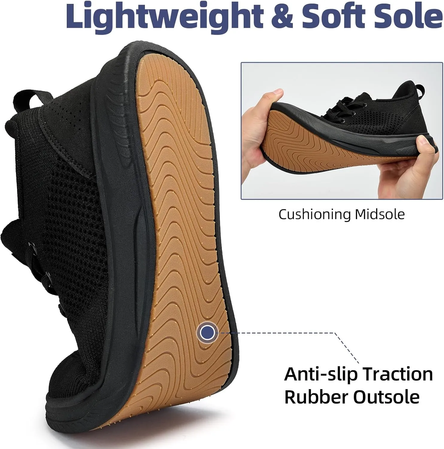 Slow Man Wide Toe Box Shoes for Men - Casual Dress Sneakers Comfortable Cushioned Business Office Non Slip Breathable Mesh Oxford Walking Shoe for Wide Feet