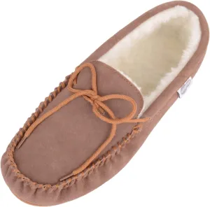 SNUGRUGS Men's Monty Suede Wool Rubber Sole Moccasins