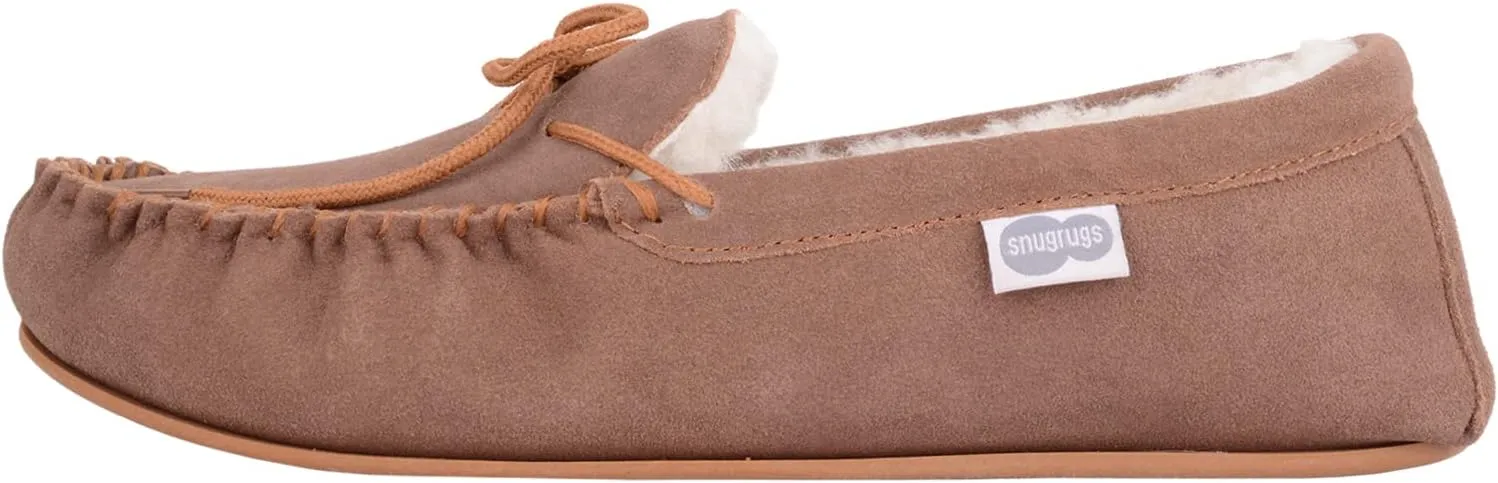 SNUGRUGS Men's Monty Suede Wool Rubber Sole Moccasins