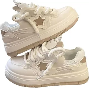Star Shoes Comfortable Women's Y2k Chunky Sneakers, Cute Big Toe Creamy Platform, Stylish Casual Shoes for Sports