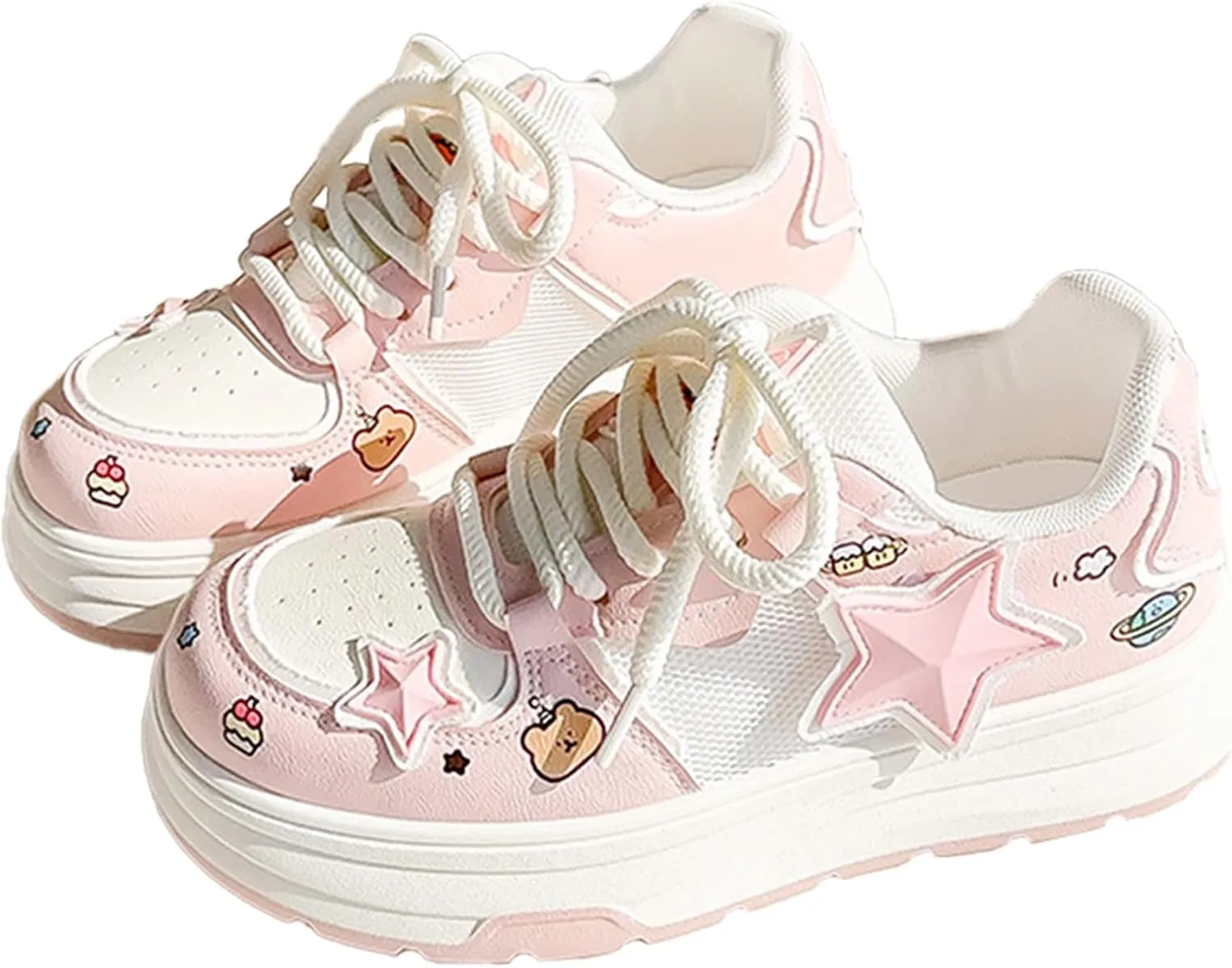 Star Sneakers Chunky Platform Women and Girl's Skate Shoes Chic Y2k Casual Preppy Student Back School, Travel, Sport