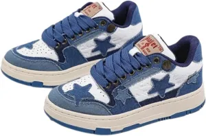Star Walking Cute Sneakers for Women Comfortable Thick Sole Vintage Fashion Colors Versatile and Couples' Matching