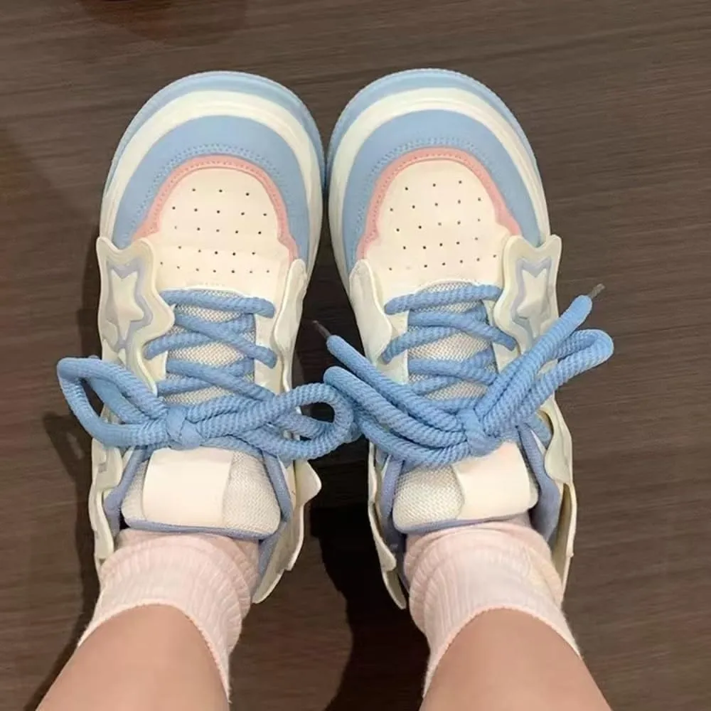 Star Y2K Sneakers Chunky Cute Canvas Preppy Kawaii Platform Shoes Laces Up Streetwear for Women Girl Walking Fit Well