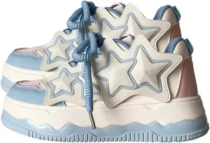 Star Y2K Sneakers Chunky Cute Canvas Preppy Kawaii Platform Shoes Laces Up Streetwear for Women Girl Walking Fit Well