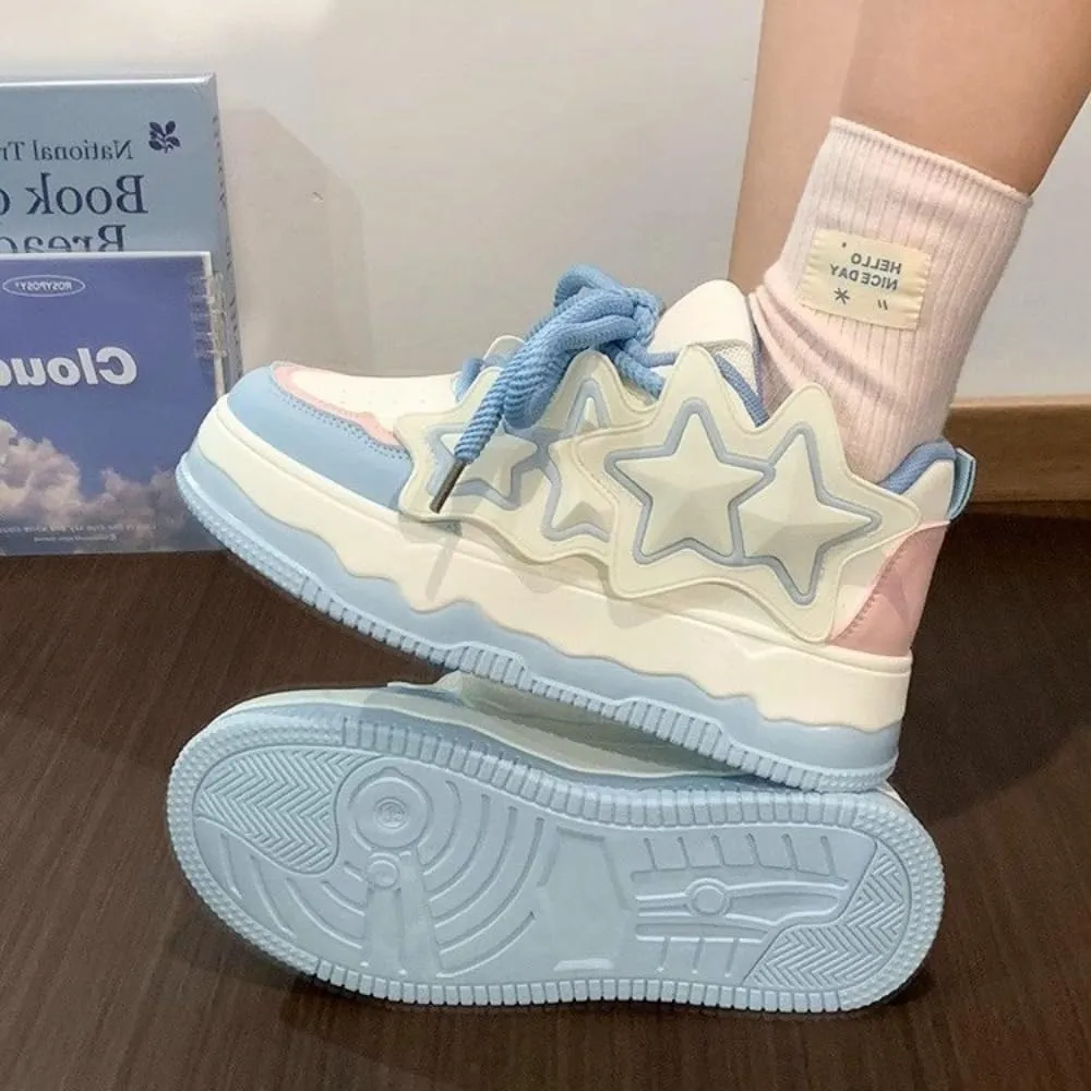 Star Y2K Sneakers Chunky Cute Canvas Preppy Kawaii Platform Shoes Laces Up Streetwear for Women Girl Walking Fit Well