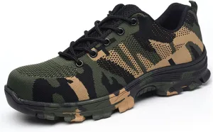 Steel Toe Safety Shoes for Men Women Breathable Industrial Sneakers Anti-Pierce Work Shoes Lightweight Camouflage Outdoor Shoes