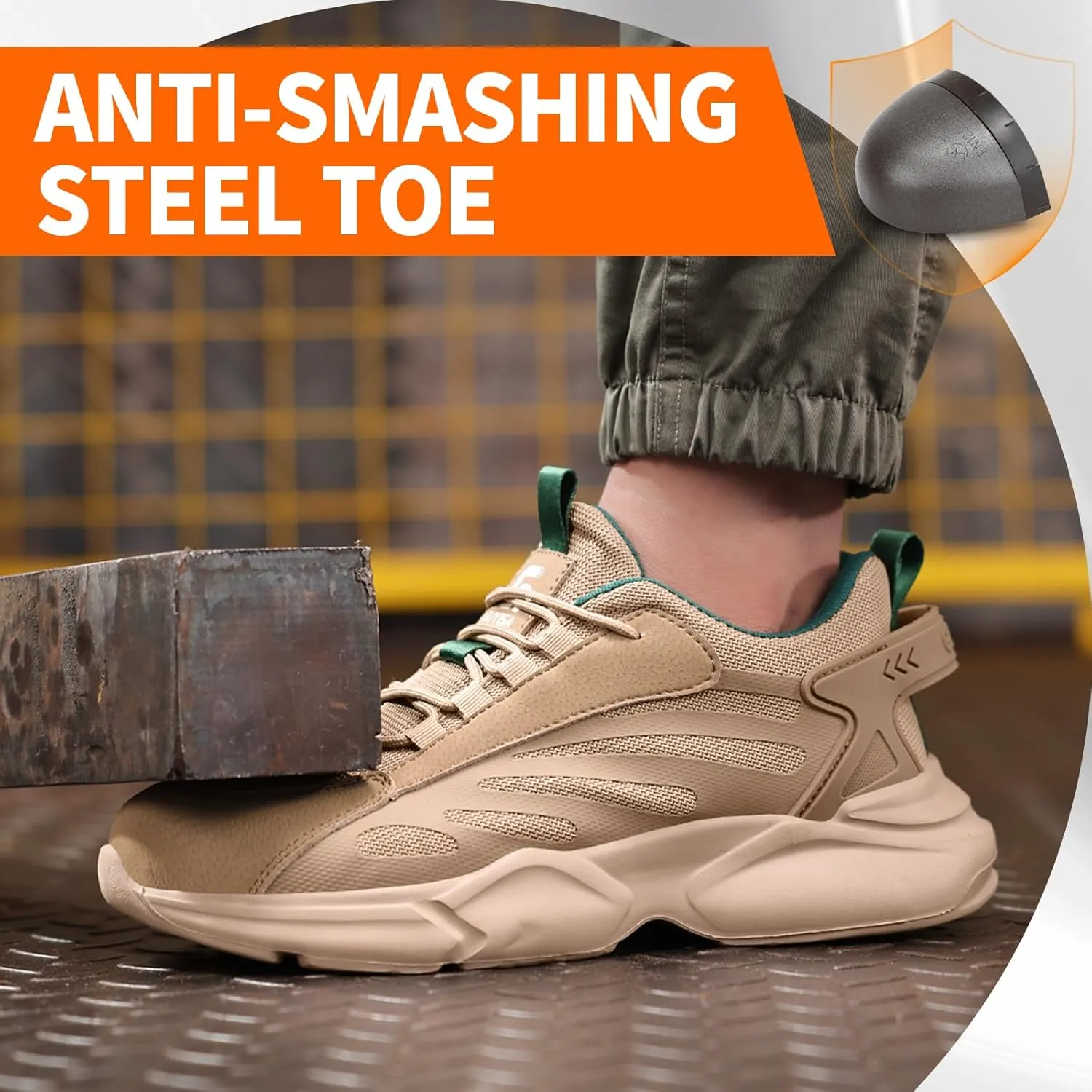Steel Toe Shoes for Men Lightweight Work Shoes Construction Industrial Work Tennis Shoes Safety Shoes Comfortable Steel Toe Sneakers for Men Women