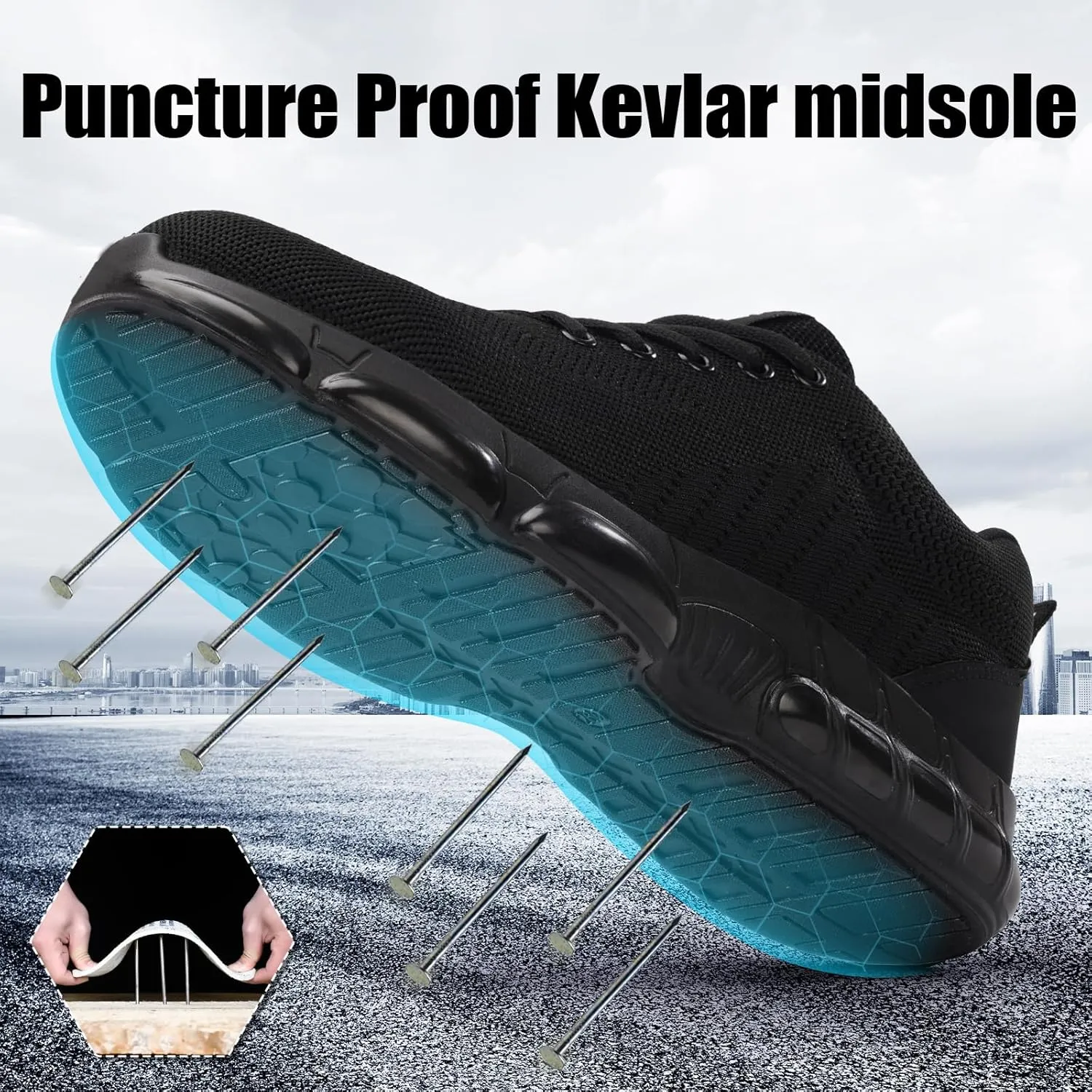 Steel Toe Shoes for Men Women Lightweight Work Shoes for Men Indestructible Safety Shoes Comfortable Steel Toe Sneakers Industrial Construction Shoes Mens Steel Toe Tennis Shoes