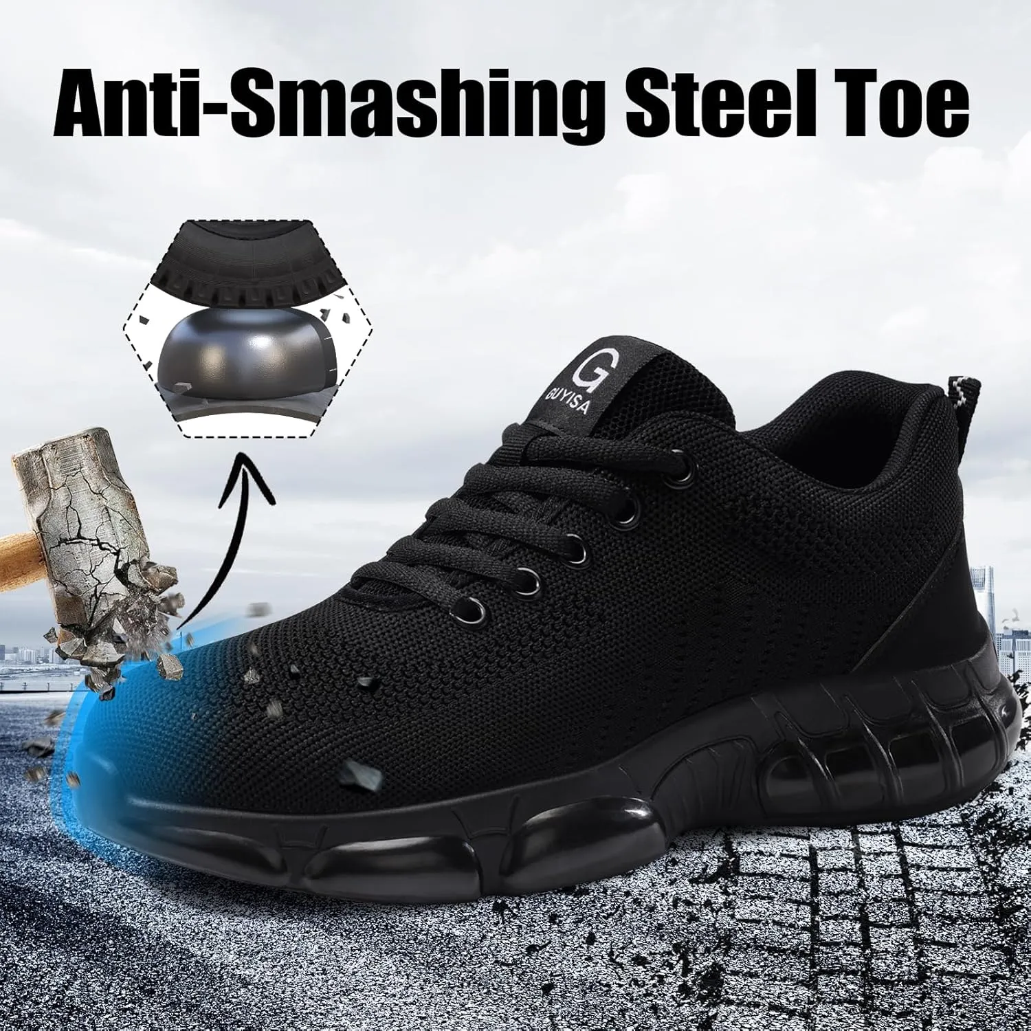Steel Toe Shoes for Men Women Lightweight Work Shoes for Men Indestructible Safety Shoes Comfortable Steel Toe Sneakers Industrial Construction Shoes Mens Steel Toe Tennis Shoes