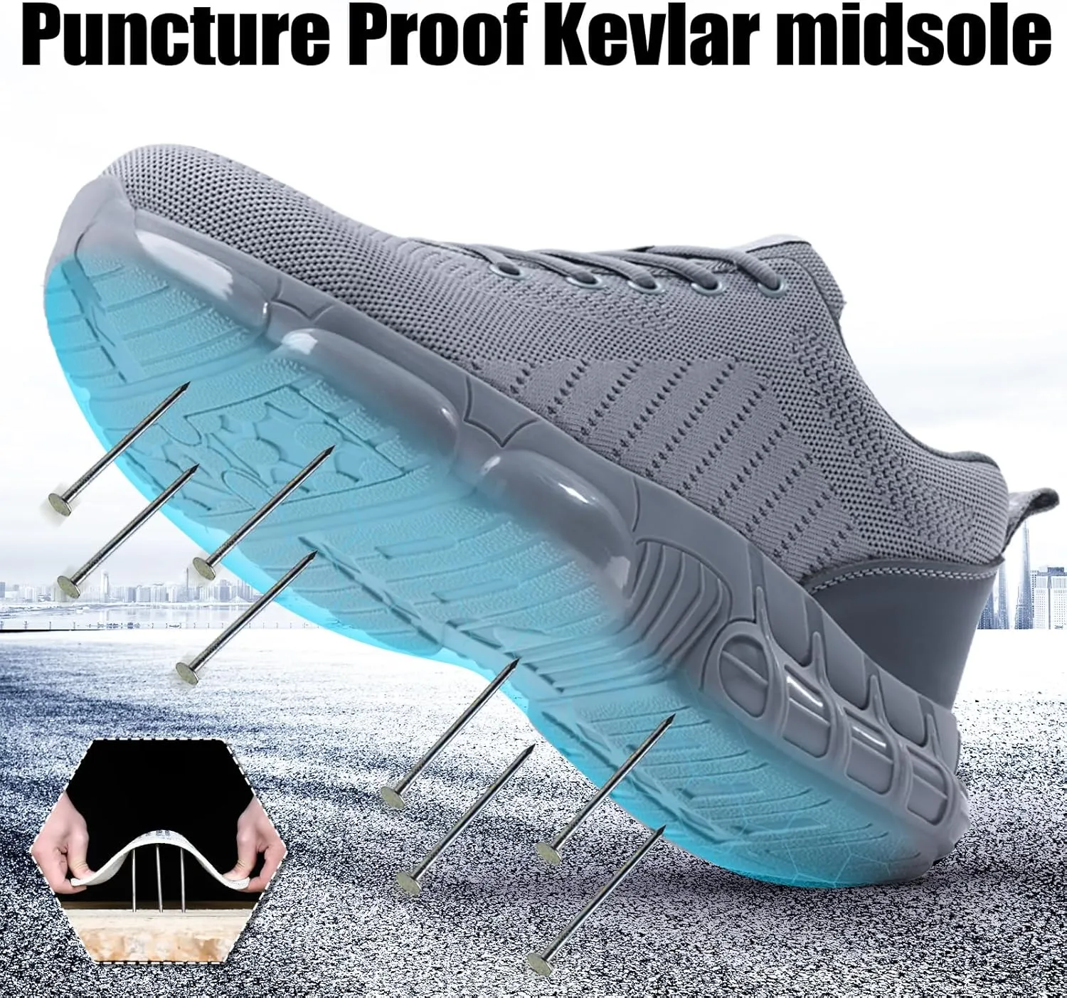 Steel Toe Shoes for Men Women Lightweight Work Shoes for Men Indestructible Safety Shoes Comfortable Steel Toe Sneakers Industrial Construction Shoes Mens Steel Toe Tennis Shoes