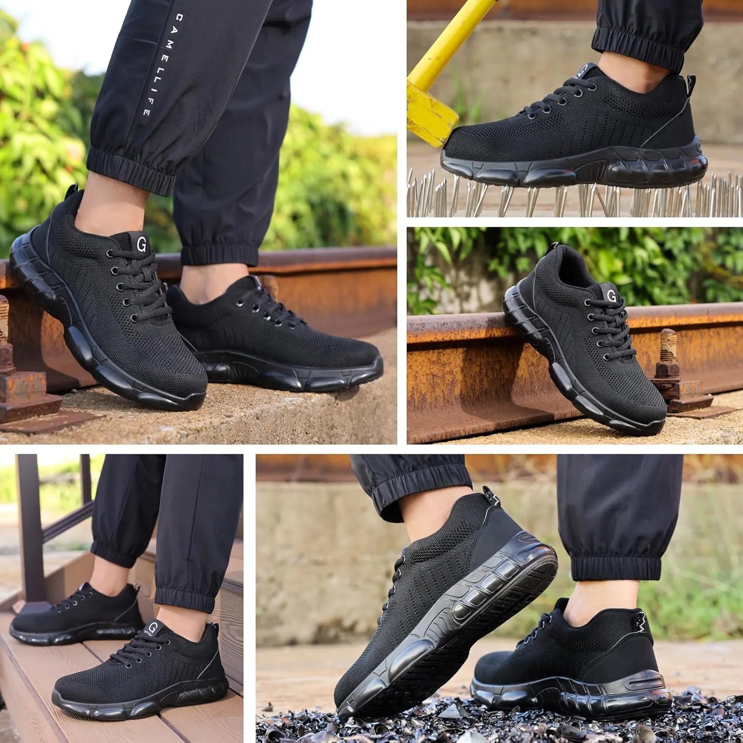 Steel Toe Shoes for Men Women Lightweight Work Shoes for Men Indestructible Safety Shoes Comfortable Steel Toe Sneakers Industrial Construction Shoes Mens Steel Toe Tennis Shoes