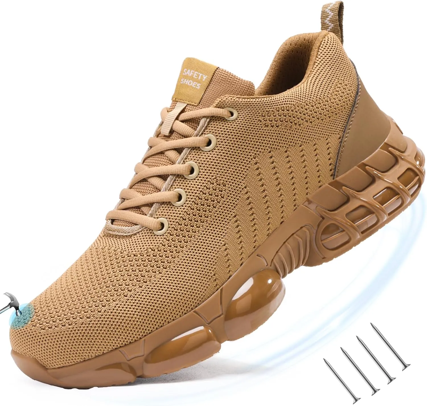 Steel Toe Shoes for Men Women Lightweight Work Shoes Indestructible Safety Sneakers Comfortable Steel Toe Sneakers Mens Work Tennis Shoe for Industrial Construction