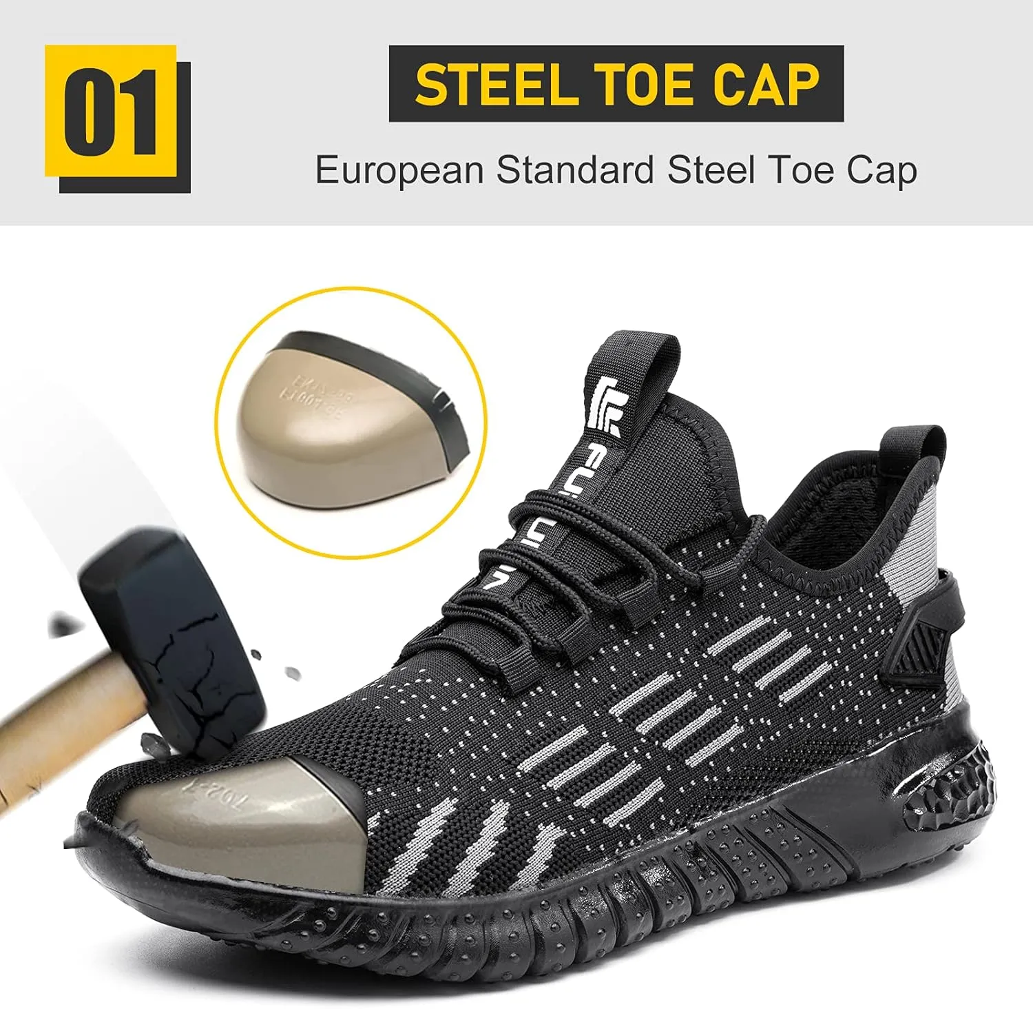 Steel Toe Shoes for Men Work Women Lightweight Air Cushion Sneakers Slip Resistant Safety Work Boots Indestructible Shoes