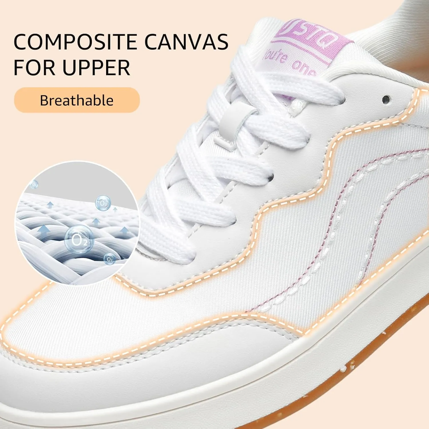 STQ Canvas Shoes for Women Lace Up Tennis Shoes Non Slip Comfortable Walking Sneakers