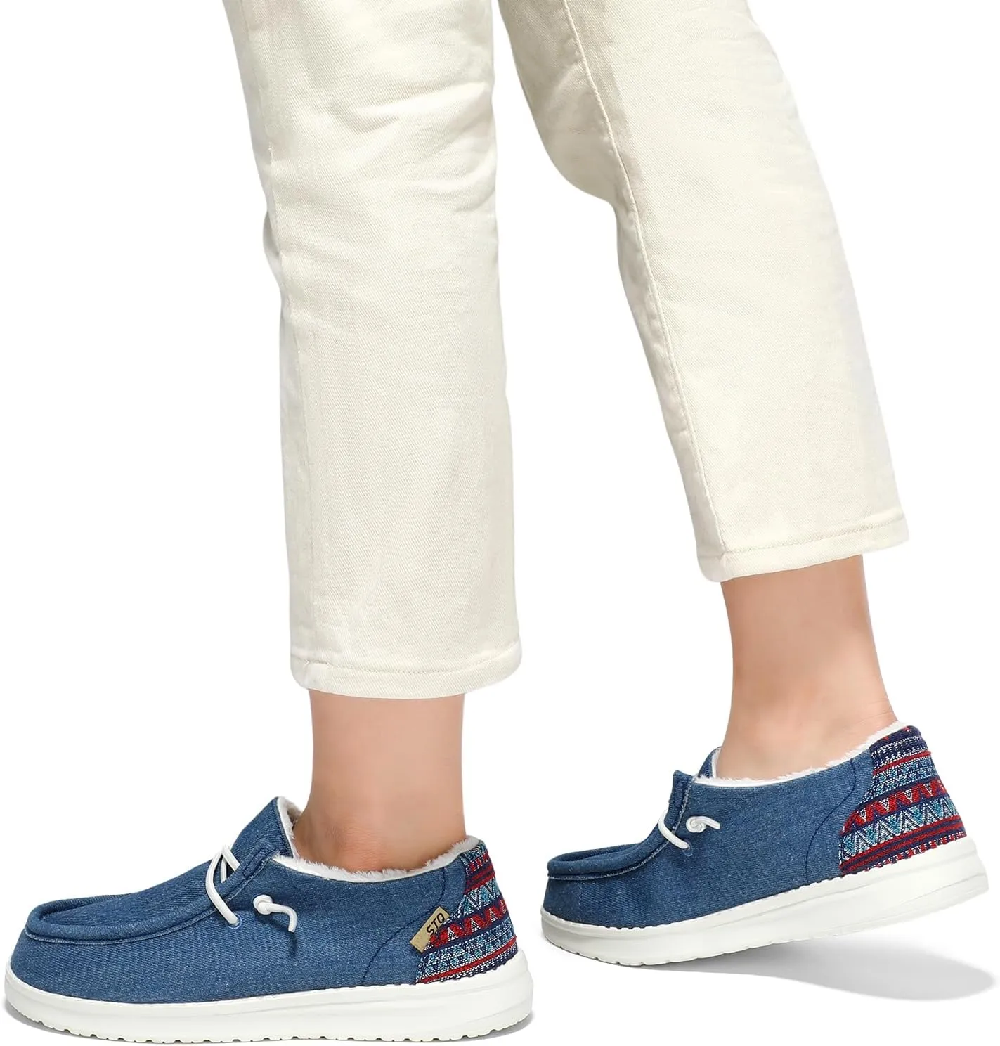 STQ Women's Slip on Loafers丨Orthopedic Comfotable Fur Lined Ultralight Boat Casual Shoes with Arth Support
