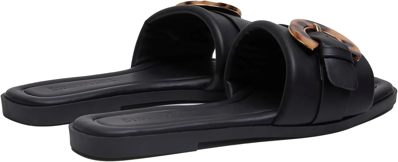 Stratuxx Kaze Women's Dressy Summer Flat Sandals Fashion Slip on Slides with Buckle for Women Sandals Size 5-11