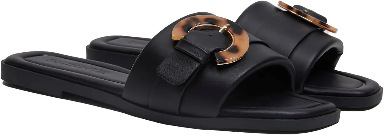Stratuxx Kaze Women's Dressy Summer Flat Sandals Fashion Slip on Slides with Buckle for Women Sandals Size 5-11