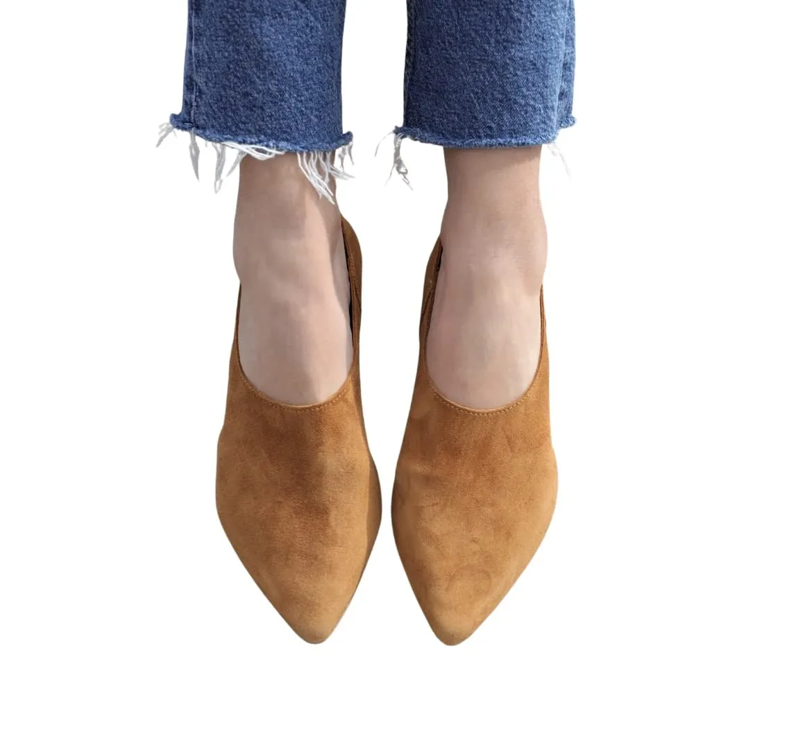 Suede Leather Loafers for Women in Mustard Suede Color, Moccasins Slippers, Driving Shoes