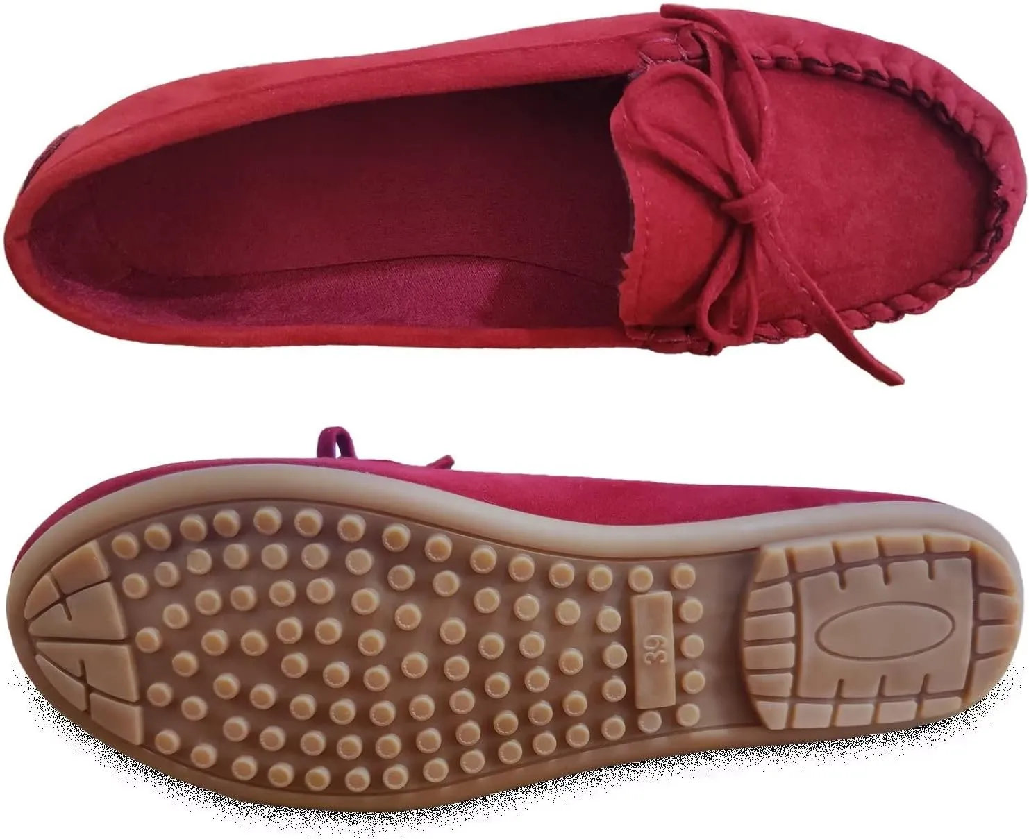 Sunporx Moccasin Shoes for Women Casual Bowknot Penny Loafers Womens Moccasin Slippers Driving Moccasins Shoes Suede Slip on Flat Shoes