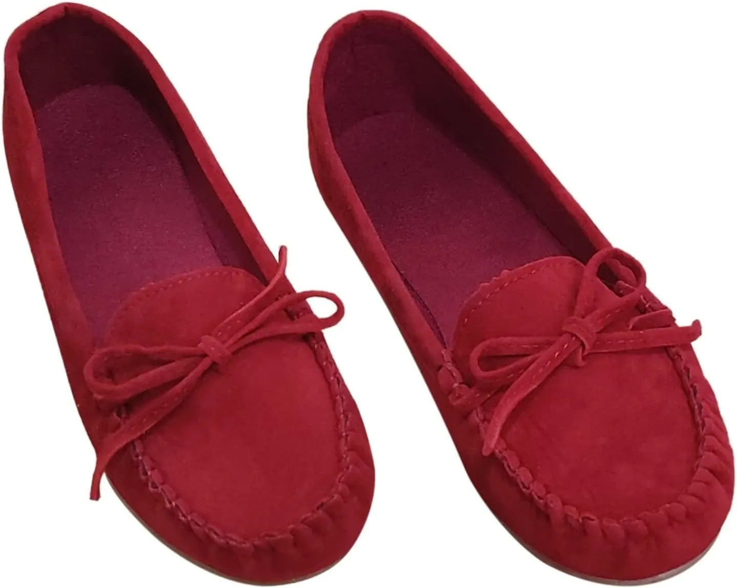 Sunporx Moccasin Shoes for Women Casual Bowknot Penny Loafers Womens Moccasin Slippers Driving Moccasins Shoes Suede Slip on Flat Shoes