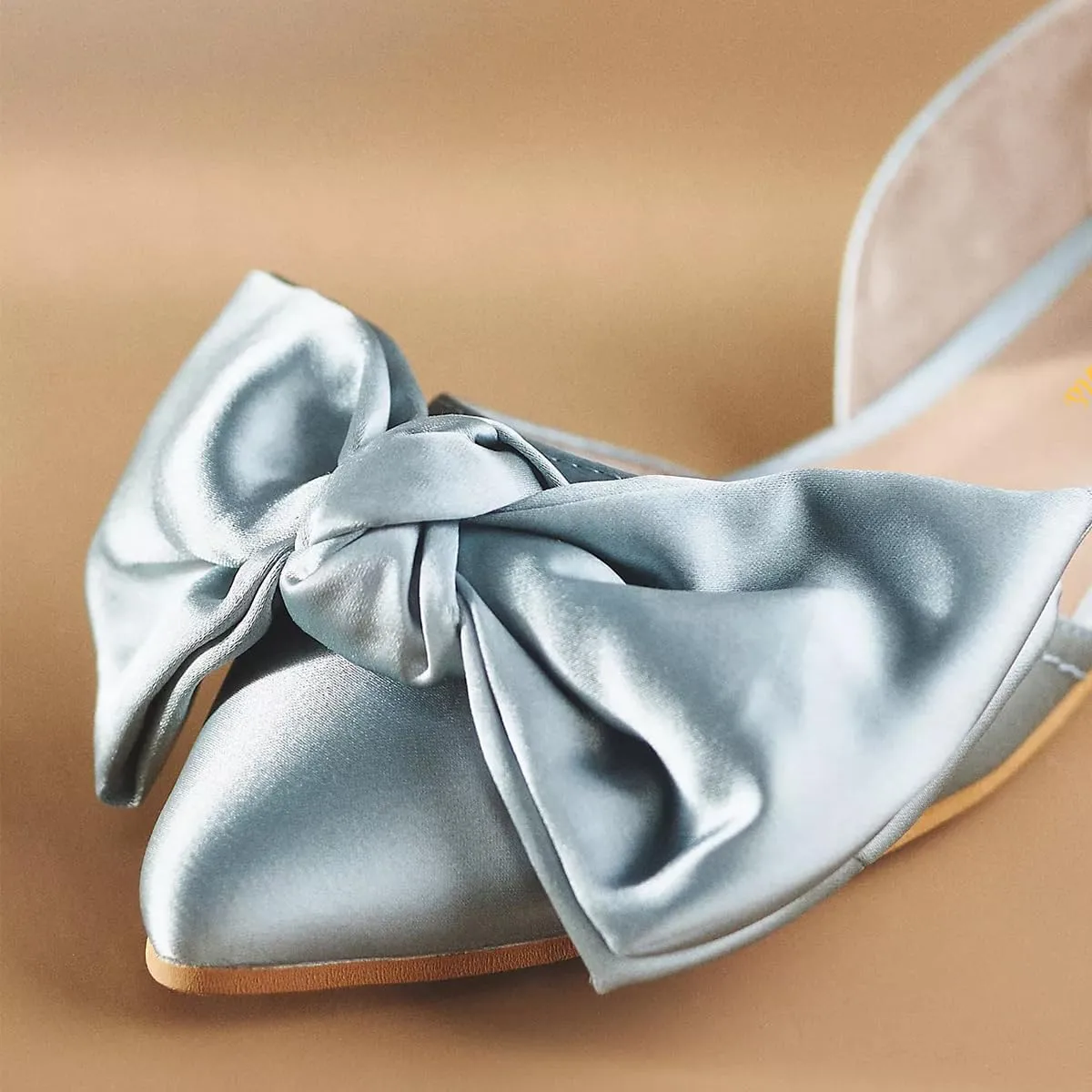 Tang'scuisins Women Bowknot Closed Toe D'orsay Flats Slip on Light Weight Heeled Sandals Elegant Wedding Party Dance Shoes Size 4-16 US