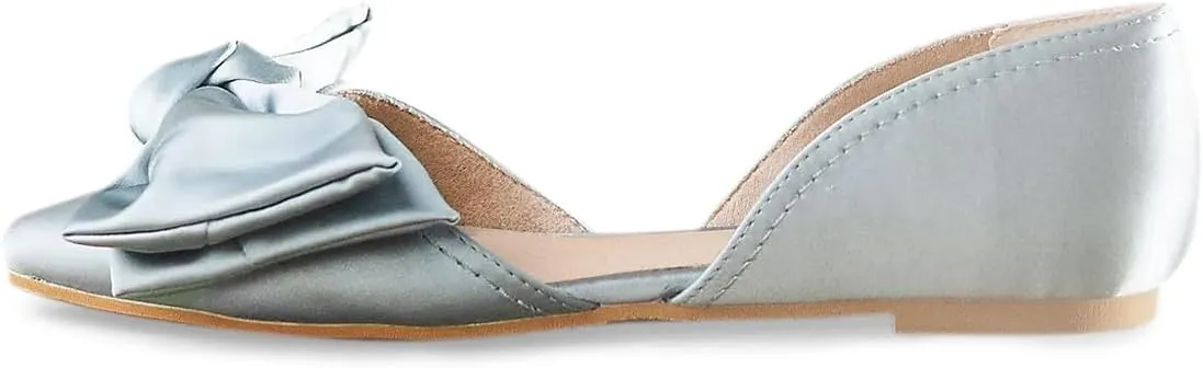 Tang'scuisins Women Bowknot Closed Toe D'orsay Flats Slip on Light Weight Heeled Sandals Elegant Wedding Party Dance Shoes Size 4-16 US