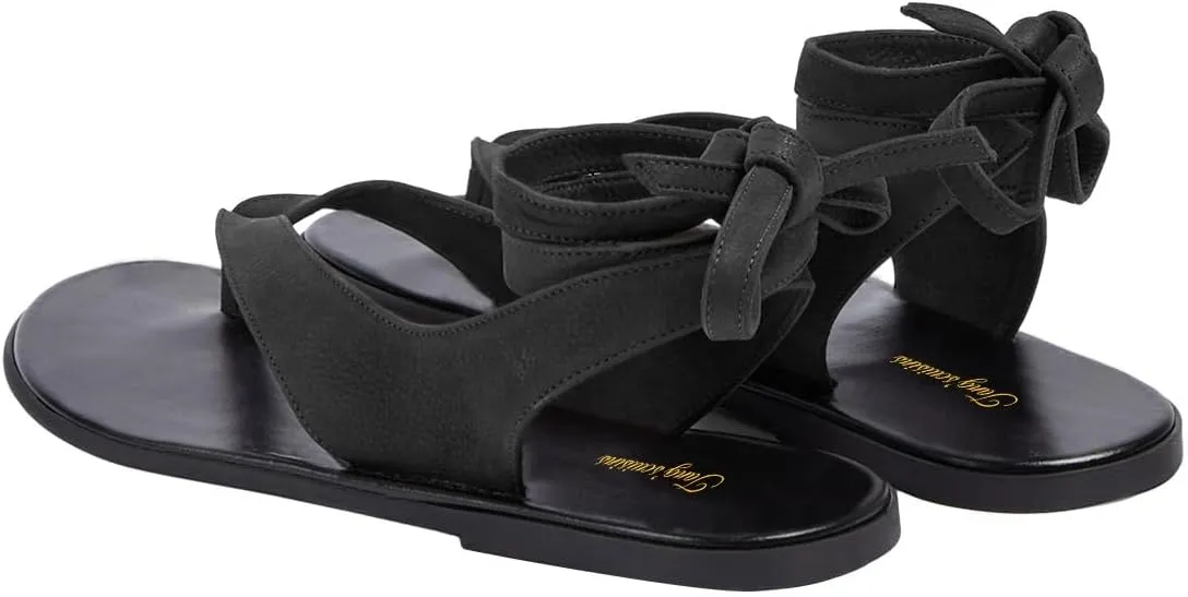 Tang'scuisins Women Split Open Toe Thong Sandals Tie up Ankle Strap Flats Summer Beach Dressy Shoes Size 4-16 US