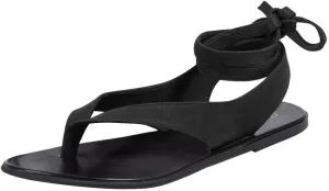 Tang'scuisins Women Split Open Toe Thong Sandals Tie up Ankle Strap Flats Summer Beach Dressy Shoes Size 4-16 US