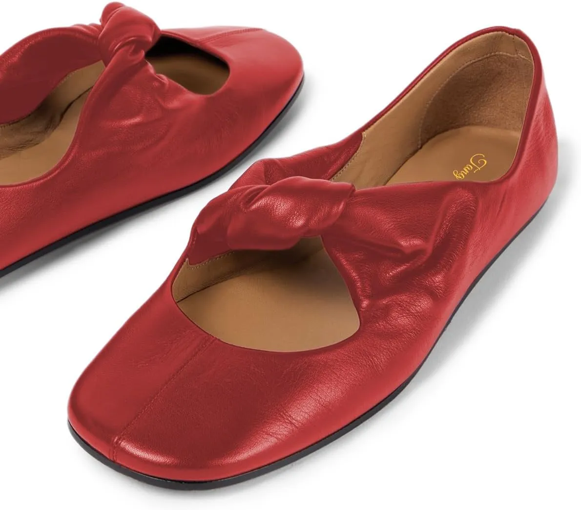 Tang'scuisins Women Stylish Slip on Frilled Knot Lightweight Ballet Flats Closed Round Toe Flats Dress Working Daily Casual Shoes Size 4-16 US