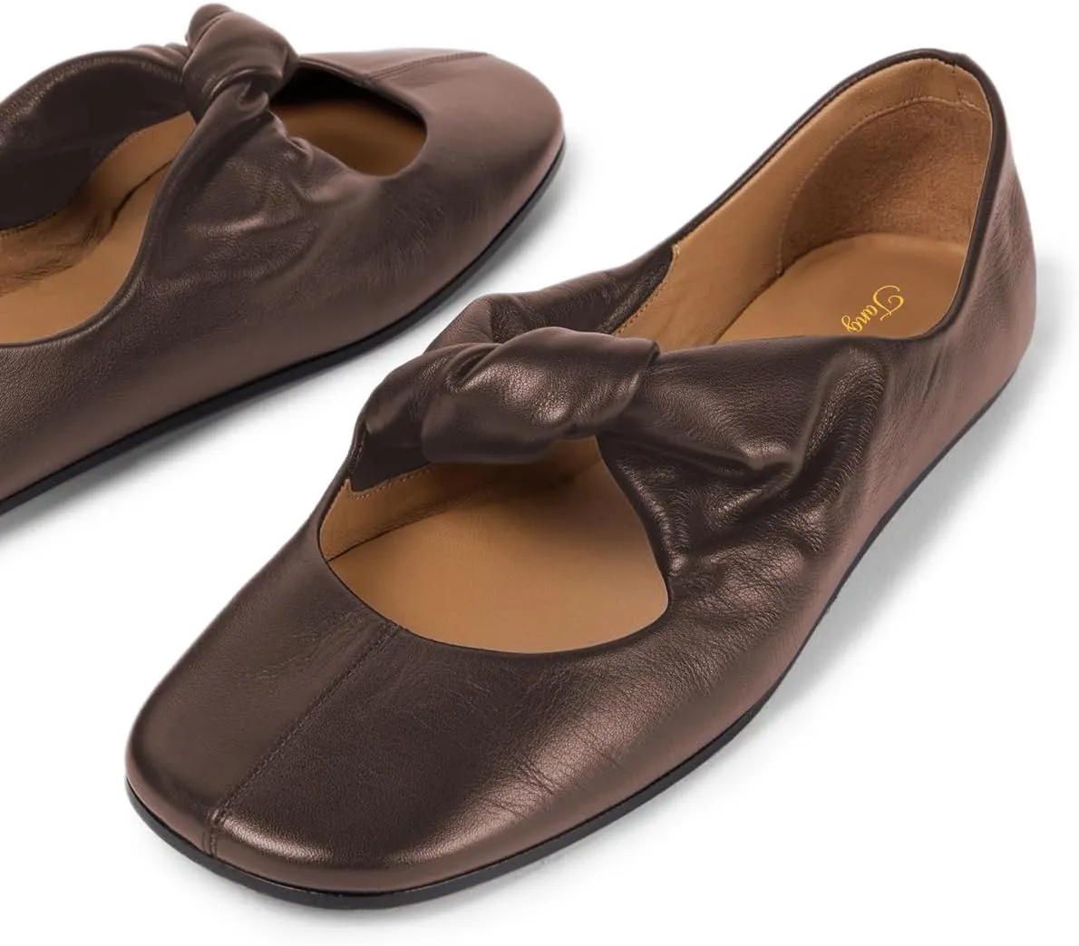 Tang'scuisins Women Stylish Slip on Frilled Knot Lightweight Ballet Flats Closed Round Toe Flats Dress Working Daily Casual Shoes Size 4-16 US