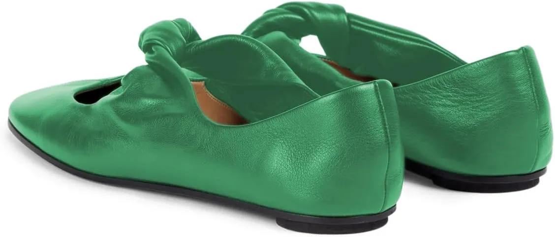 Tang'scuisins Women Stylish Slip on Frilled Knot Lightweight Ballet Flats Closed Round Toe Flats Dress Working Daily Casual Shoes Size 4-16 US