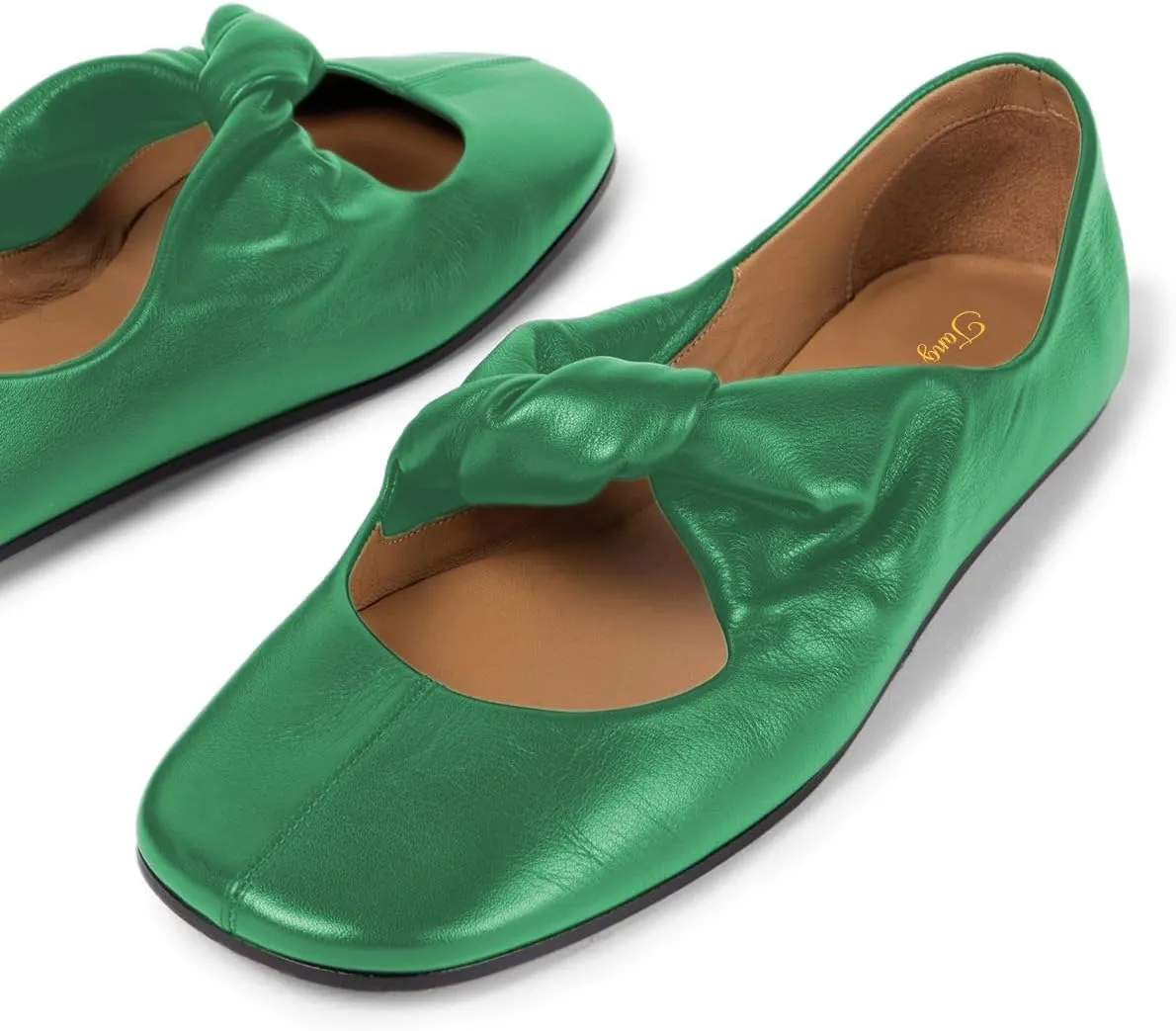 Tang'scuisins Women Stylish Slip on Frilled Knot Lightweight Ballet Flats Closed Round Toe Flats Dress Working Daily Casual Shoes Size 4-16 US