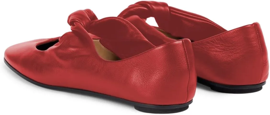 Tang'scuisins Women Stylish Slip on Frilled Knot Lightweight Ballet Flats Closed Round Toe Flats Dress Working Daily Casual Shoes Size 4-16 US