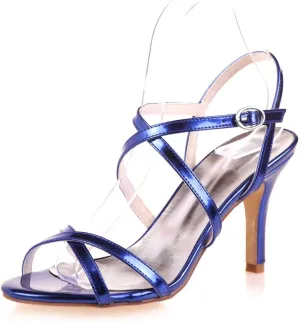 TarfiC Women Pumps, Round Toe Open Toe Buckle High Heel 3.34 inch/8.5cm Party Stiletto Heels Shoes Matte