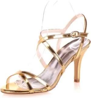 TarfiC Women Pumps, Round Toe Open Toe Buckle High Heel 3.34 inch/8.5cm Party Stiletto Heels Shoes Matte