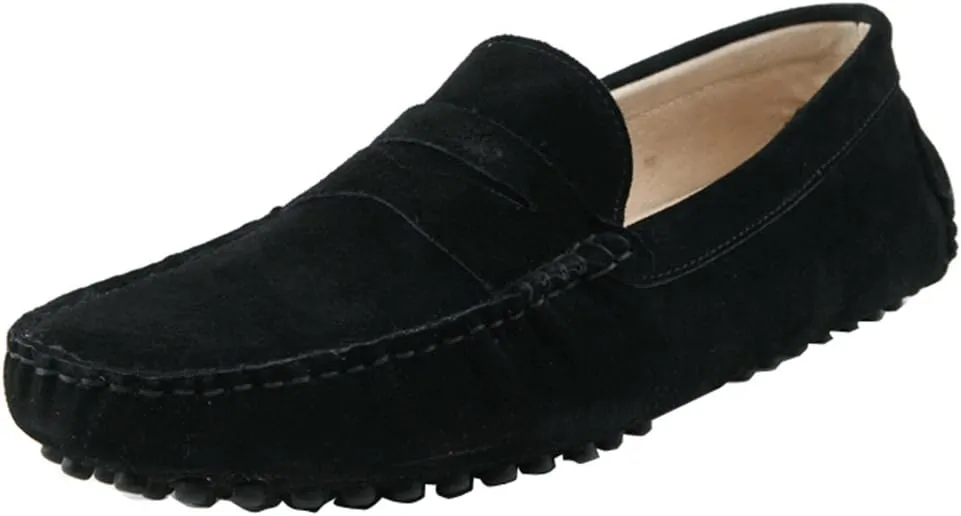TDA Men's Stripe Multi Color Hot Black Suede Moccasin Loafers Boat Shoes 10.5 M US