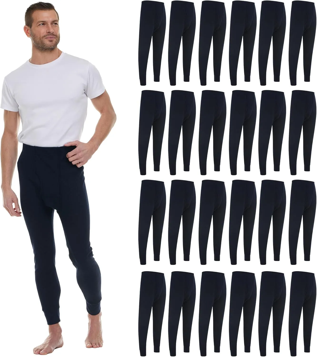 Thermal Pants for Men, Long Johns Mens Underwear Bulk Wholesale, Cotton, Solid Colors, Shelter Donations