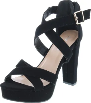 Top Moda Lovely-86 Women's Peep Toe Platform Chunky High Heel Closed Back Sandals
