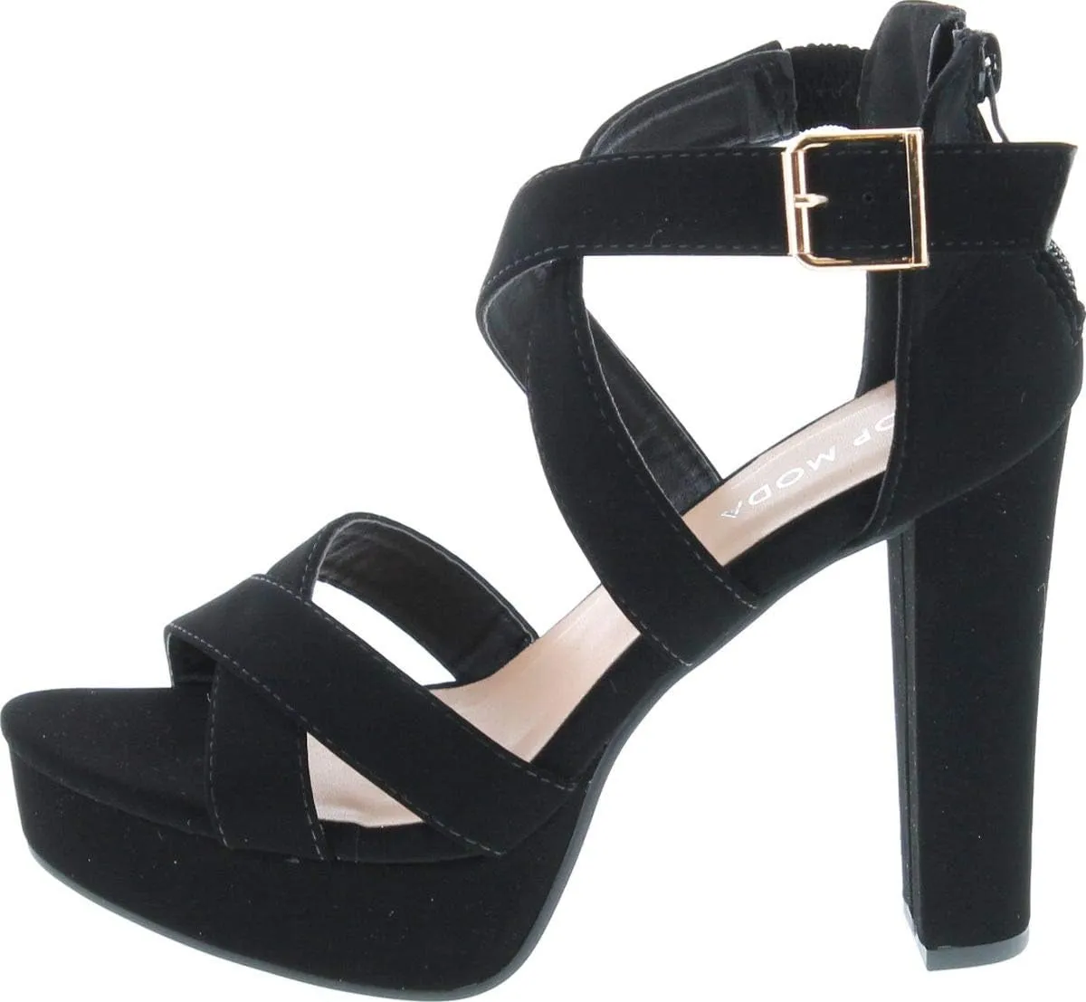 Top Moda Lovely-86 Women's Peep Toe Platform Chunky High Heel Closed Back Sandals