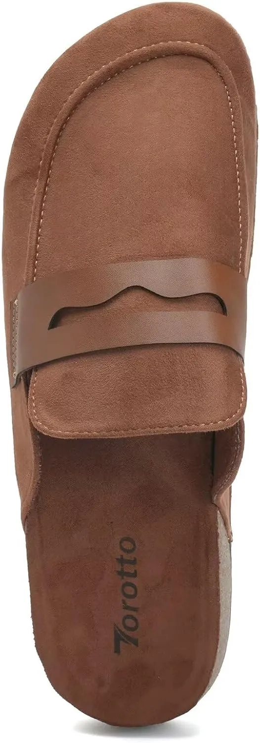 Torotto Women's Suede Clogs Cork Footbed Mules Comfort Potato Shoes with Arch Support Backless Loafers